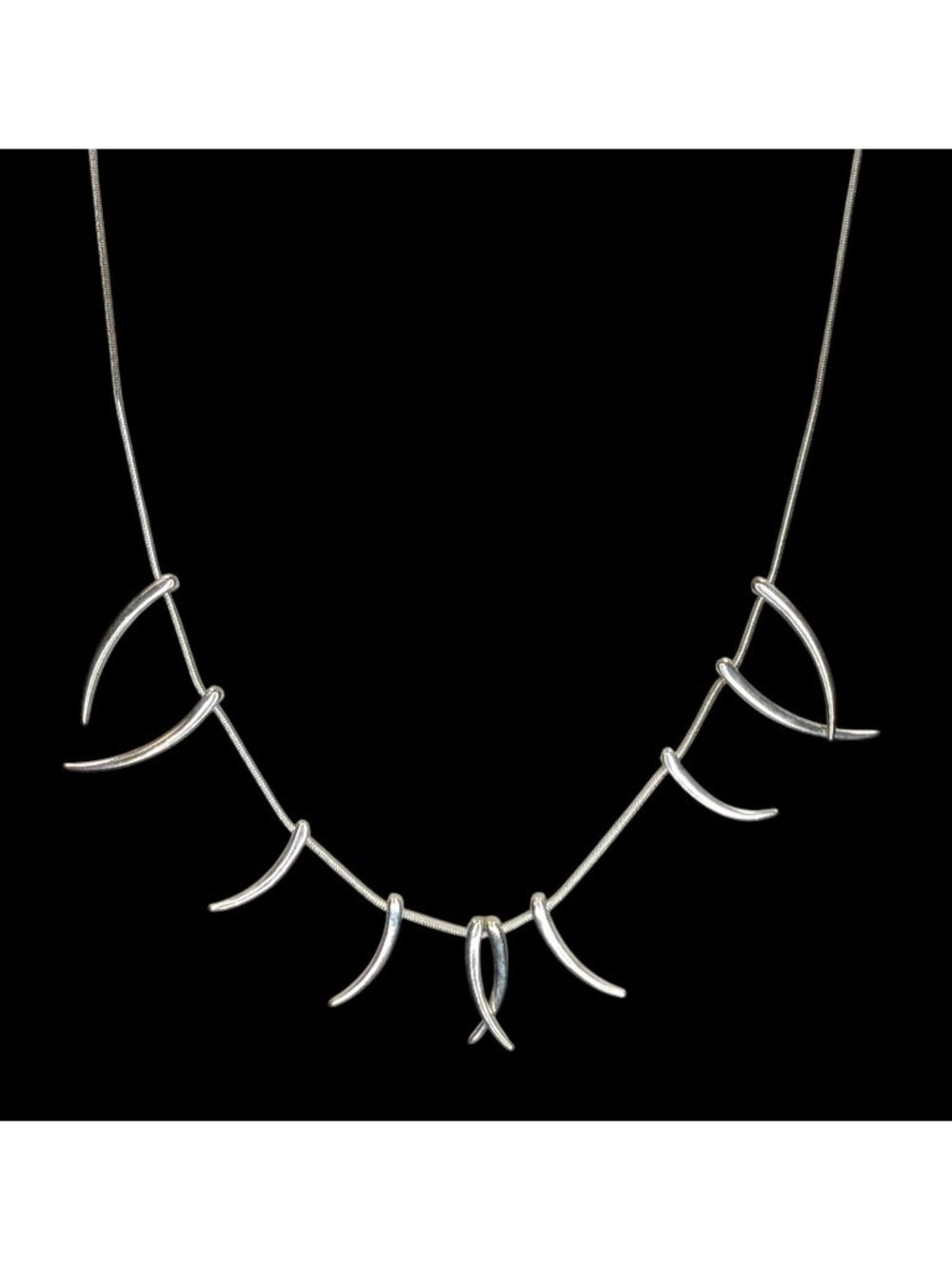 Tribal Spike Charm Necklace Silver Minimalist Statement Jewelry